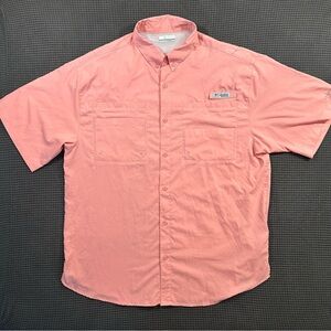 Columbia PFG Tamiami SS Shirt Large Salmon Pink Fishing Button Up